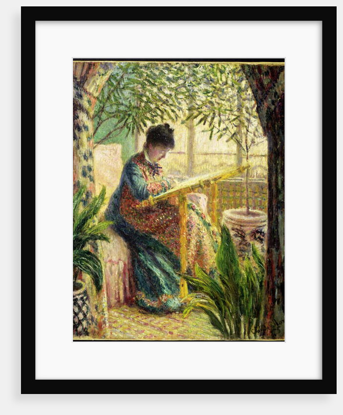 Madame Monet Embroidering 1875 by Claude Monet