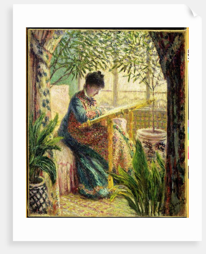 Madame Monet Embroidering 1875 by Claude Monet