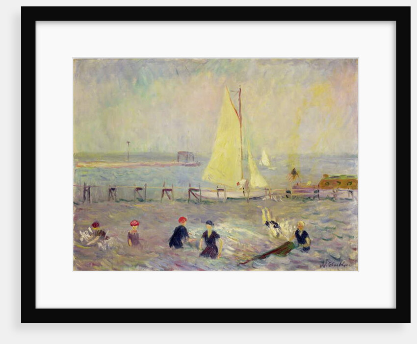 Seascape with Two Sailboats and Six Bathers by William James Glackens