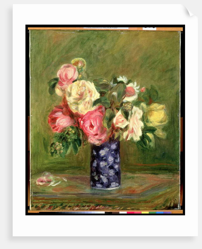 Roses in a Blue Vase by Pierre Auguste Renoir