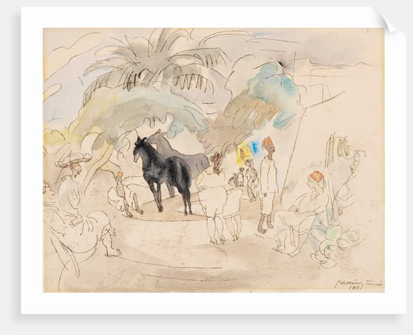Figures and Two Horses in a Landscape, 1921 by Jules Pascin