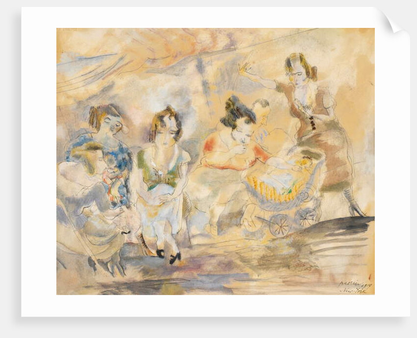 Woman with Baby Carriage, New York, 1919 by Jules Pascin