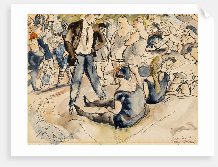 Figures on Beach, Coney Island, 1917 by Jules Pascin