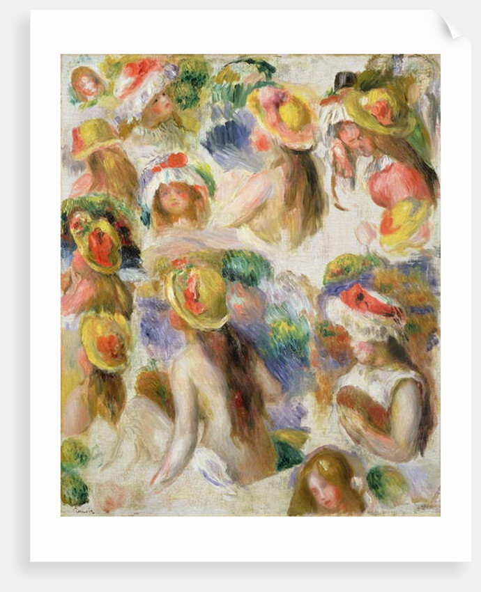 Study of Girls Wearing Hats by Pierre Auguste Renoir