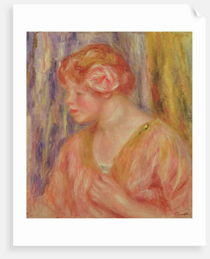 Red Headed Woman with Roses in her Hair by Pierre Auguste Renoir