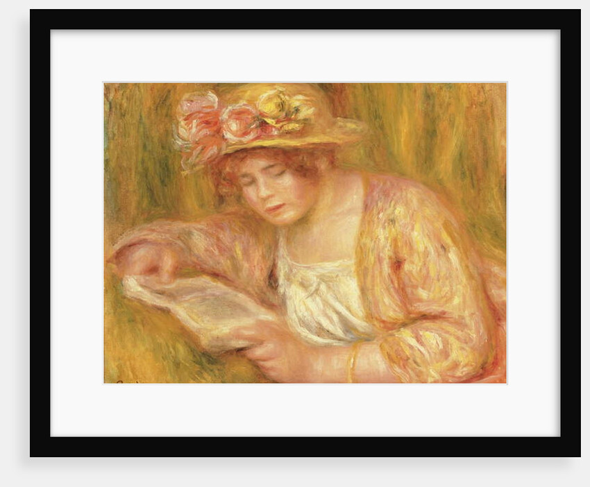 Woman with a Hat Reading, c.1917-18 by Pierre Auguste Renoir