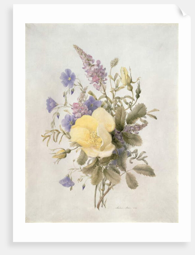 Flowers with a Yellow Rose, 1840 by French School