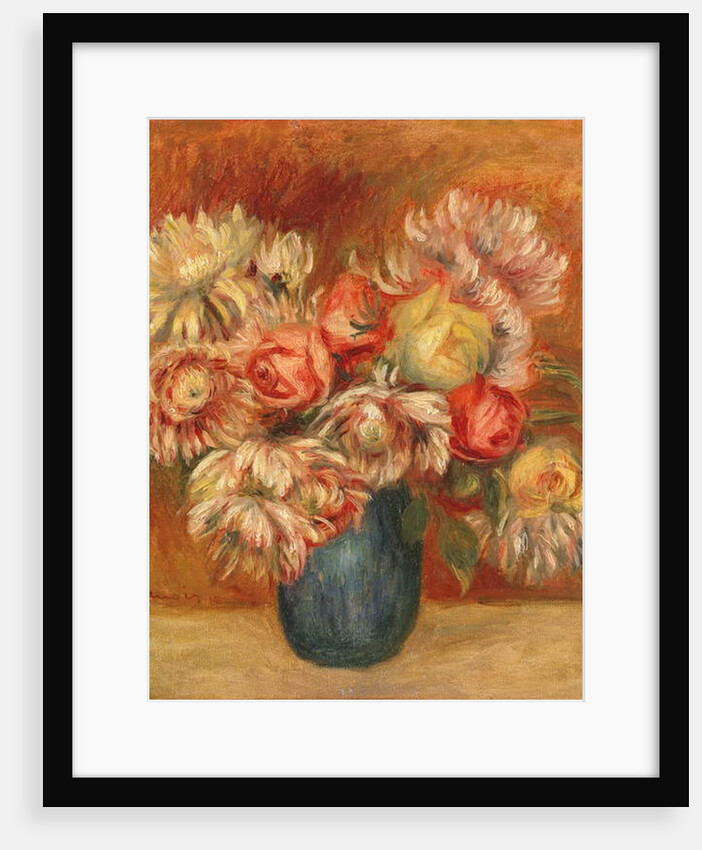 Chrysanthemums in a Green Vase by Pierre Auguste Renoir