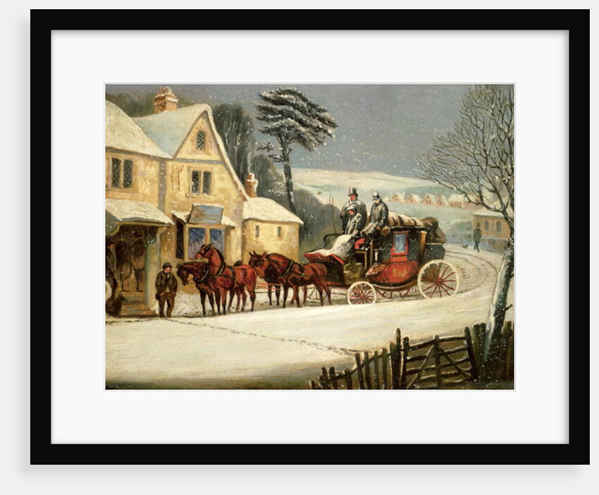 Winter Scene with the Royal Mail Halted at an Inn by Samuel Henry Alken