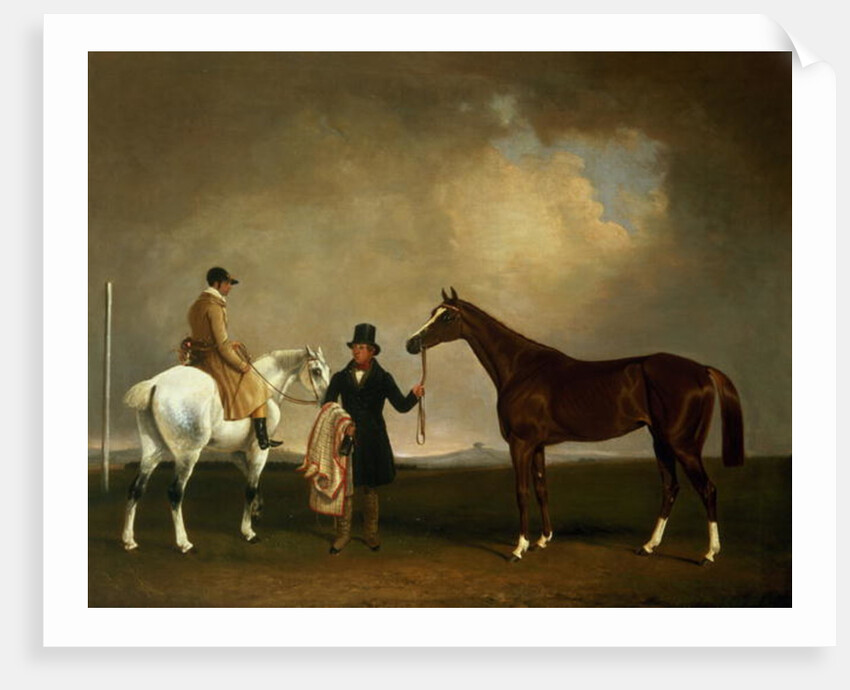 Mr Sadler's 'Decisive' held by his Trainer with the jockey John Day Jnr., Stockbridge Racecourse, 1843 by George Cole