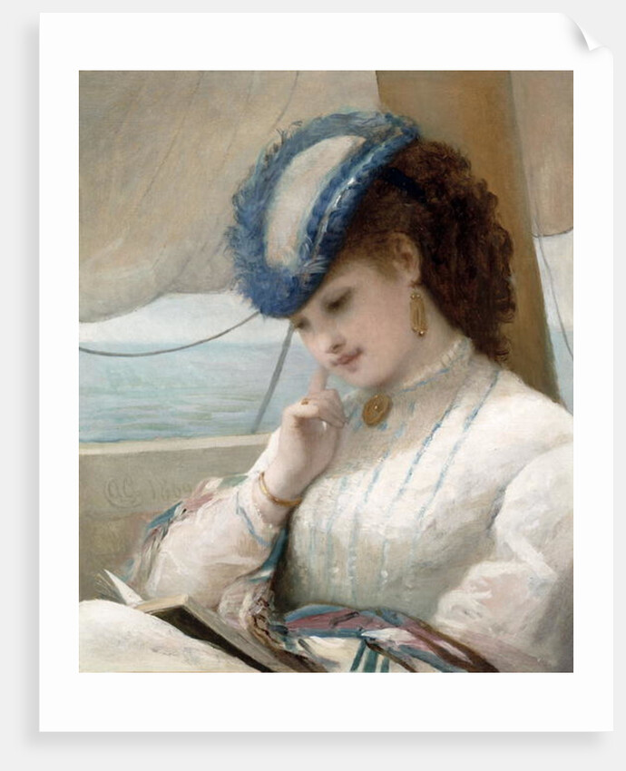 A Girl Reading in a Sailing Boat, 1869 by Alfred Chantrey Corbould
