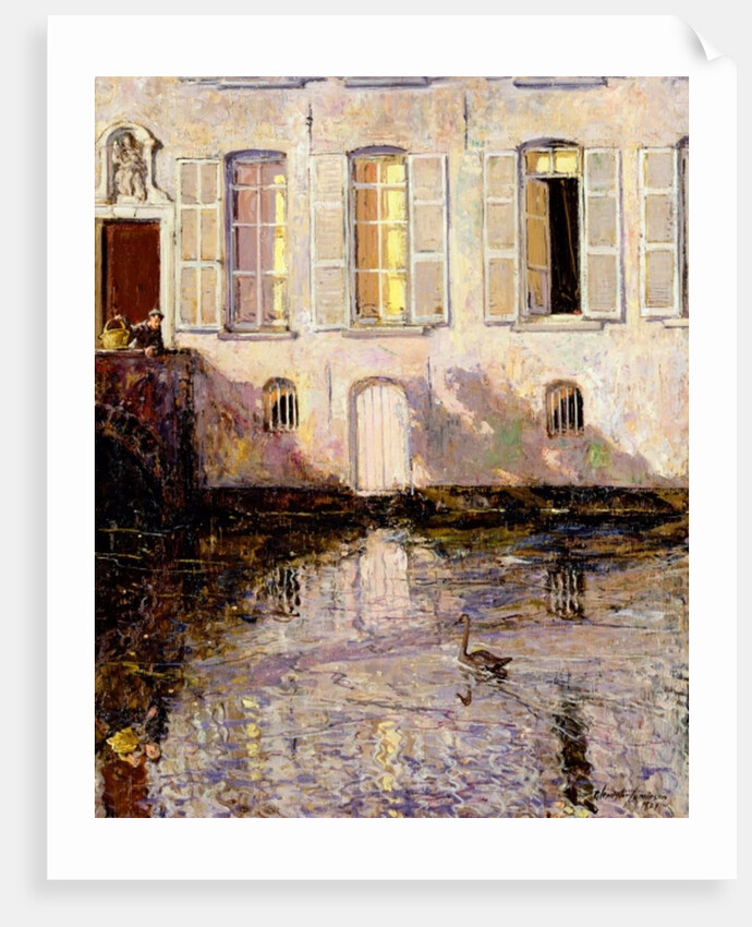 Feeding the Swans, Bruges, 1921 by Alexander Jamieson