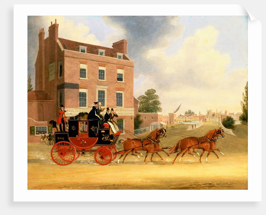 Quicksilver Royal Mail passing the Star and Garter at Kew Bridge, 1835 by James Pollard