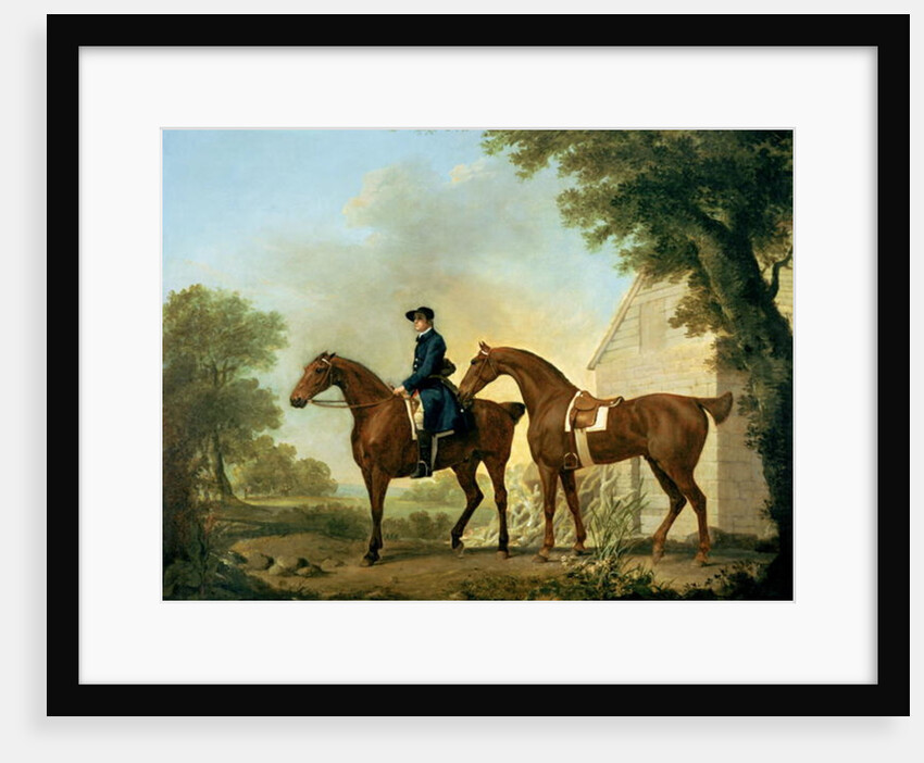 Mr. Crewe's Hunters with a Groom near a Wooden Barn by George Stubbs