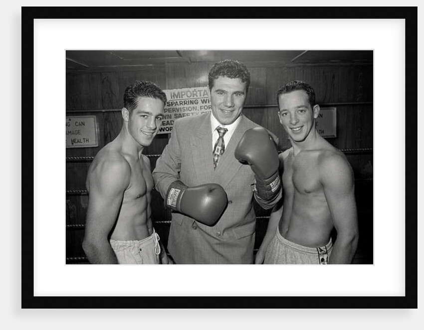 Boxing twins with their green grocer sponsor. 1989 by Bill Stephenson
