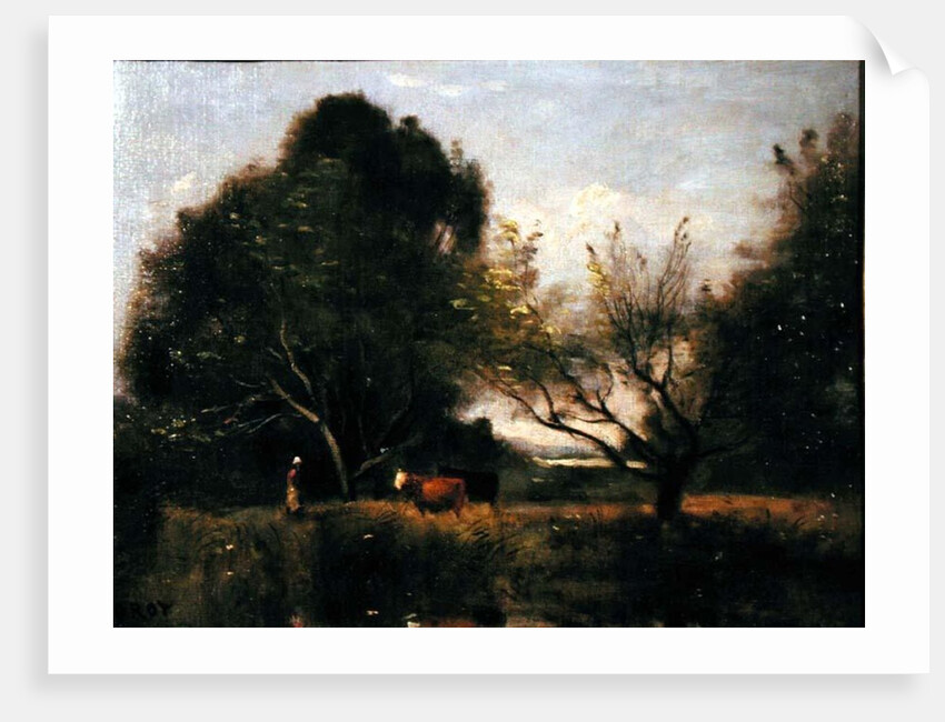 Landscape with Cattle by Jean Baptiste Camille Corot