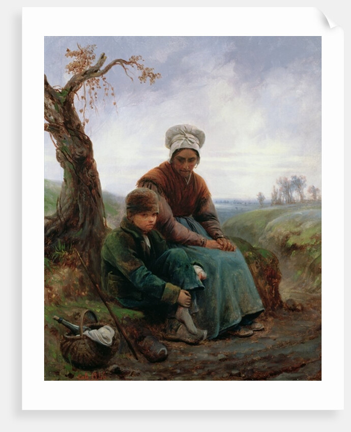 Peasant woman and boy, 1846 by Adolphe-Felix Cals