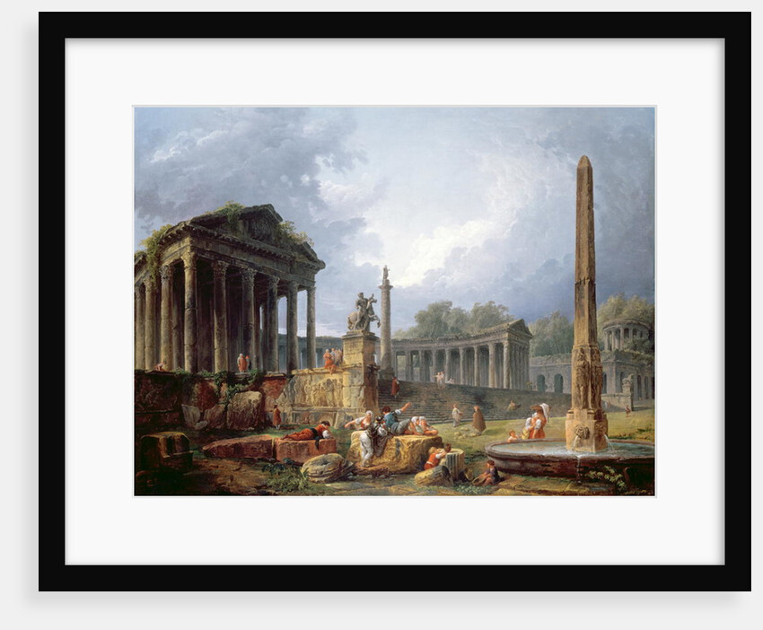 Architectural capriccio with obelisk, 1768 by Hubert Robert