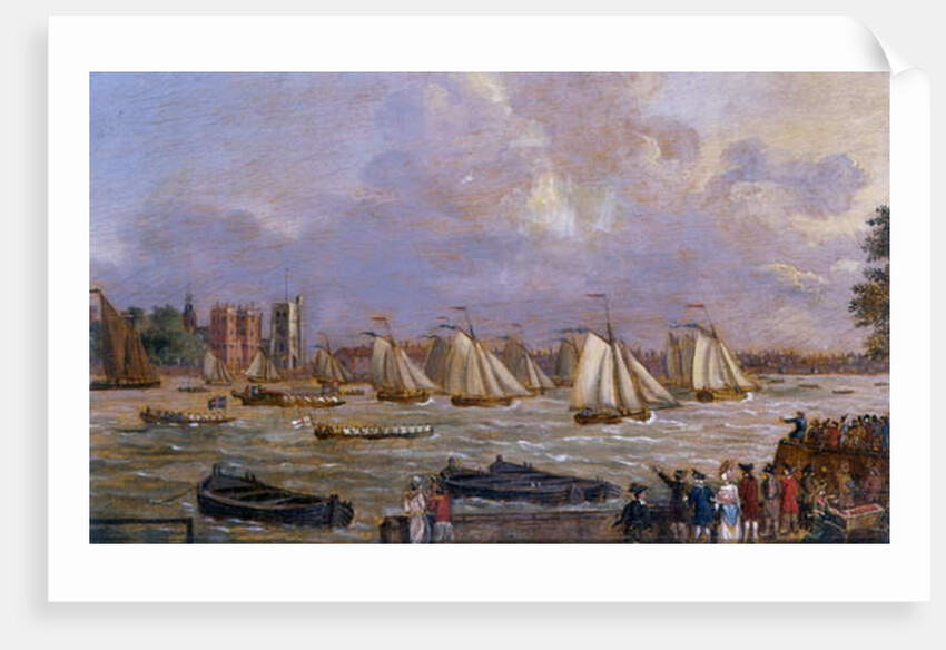 Yachts of the Cumberland Fleet racing off Lambeth Palace, 1775 by English School