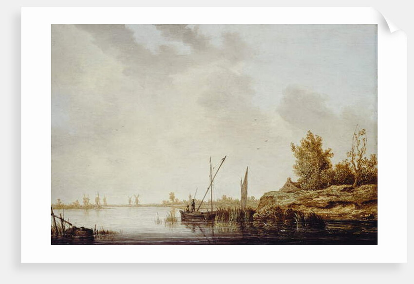 A River Scene with Distant Windmills, c.1640-42 by Aelbert Cuyp
