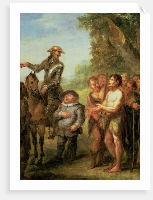 Don Quixote frees the galley slaves, from Cervantes' 'Don Quixote' by John Vanderbanck