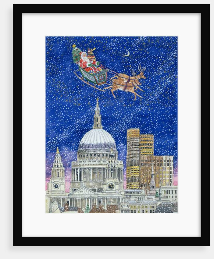 Father Christmas Flying over London by Catherine Bradbury