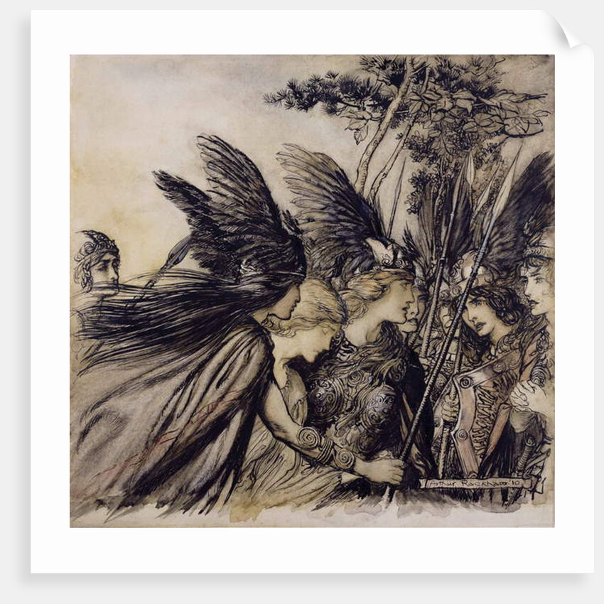 Brunnhilde Implores the Valkyries by Arthur Rackham