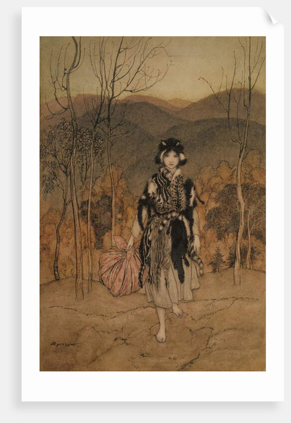 She went along, and went along, and went along dressed in catskin by Arthur Rackham