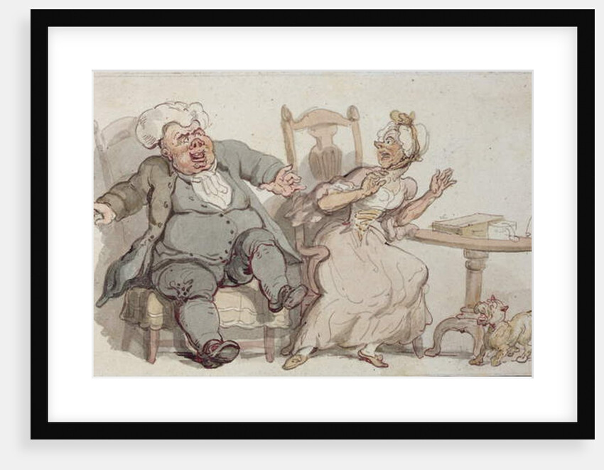 An Old Woman and her Dog Startled by Male Company by Thomas Rowlandson