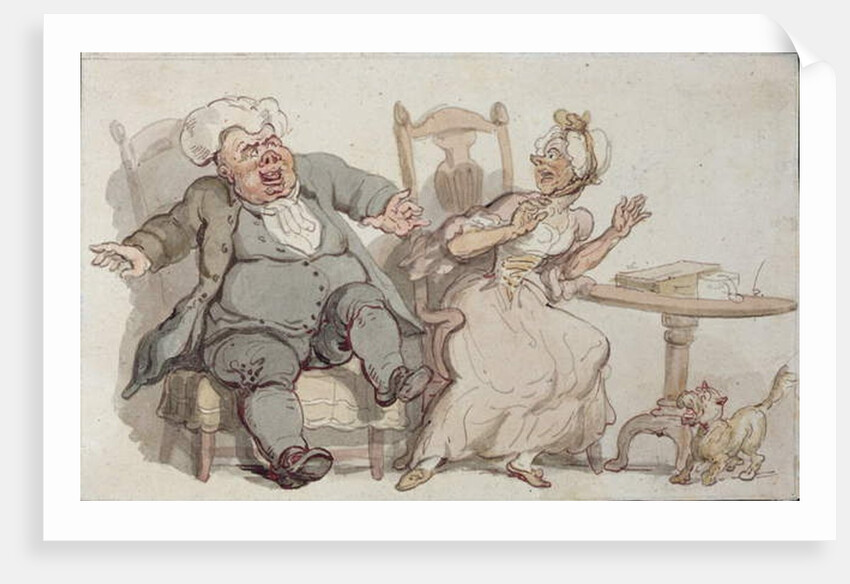 An Old Woman and her Dog Startled by Male Company by Thomas Rowlandson