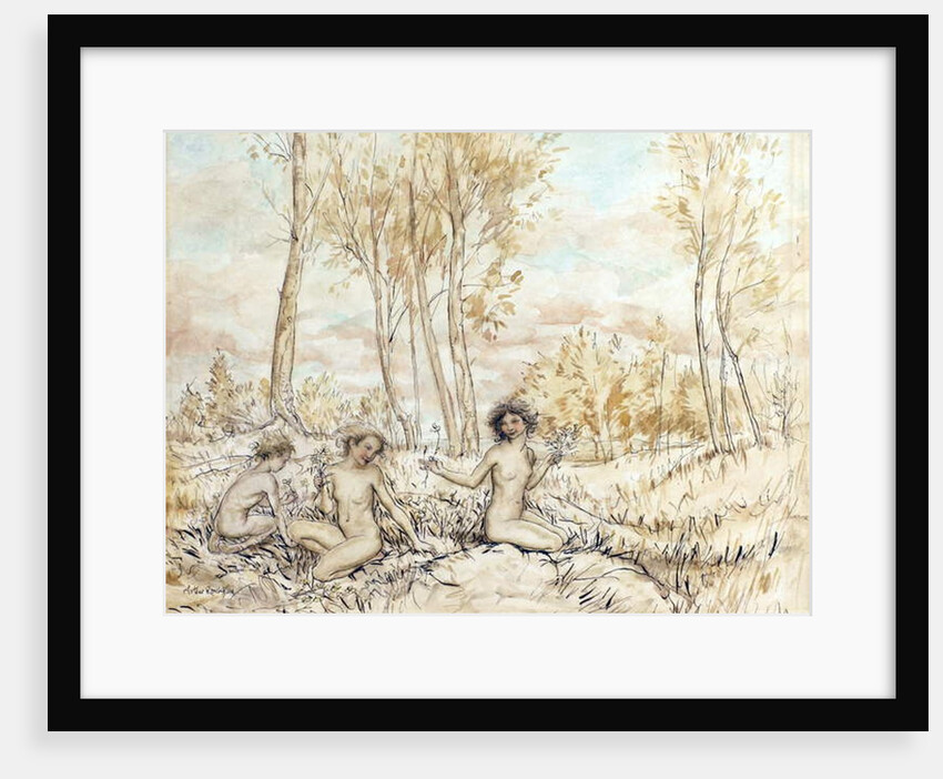 Three Wood Nymphs Gathering Flowers by Arthur Rackham