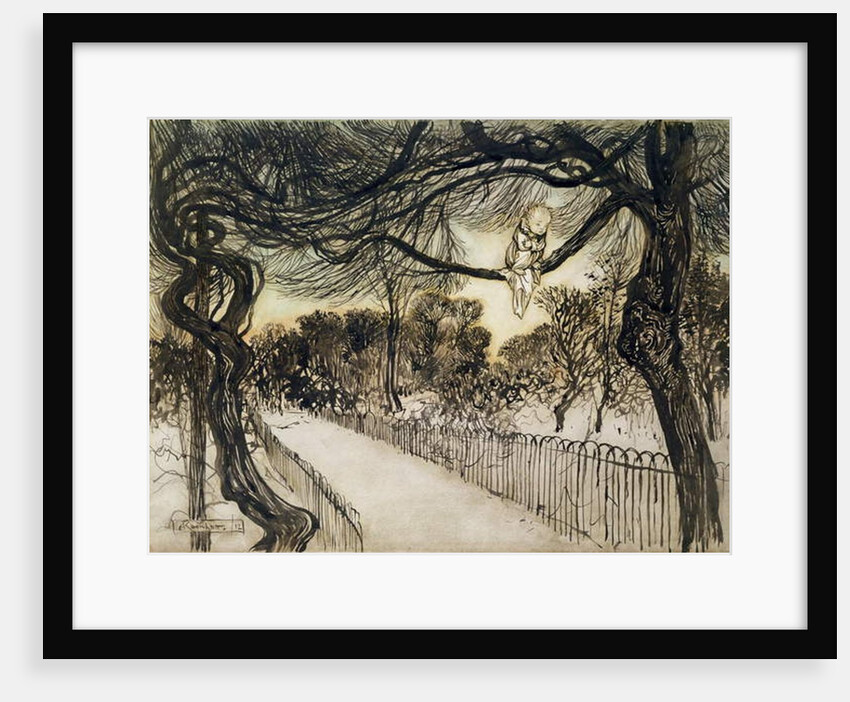 Peter Pan on a Branch, scene from 'Peter Pan in Kensington Gardens' by J.M Barrie, 1912 by Arthur Rackham