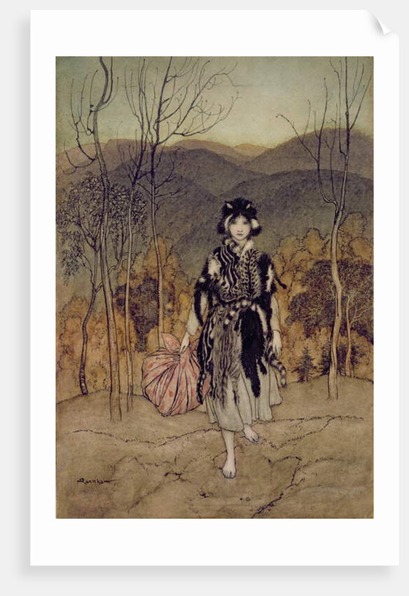 She Went Along, and Went Along, and Went Along Catskin by Arthur Rackham