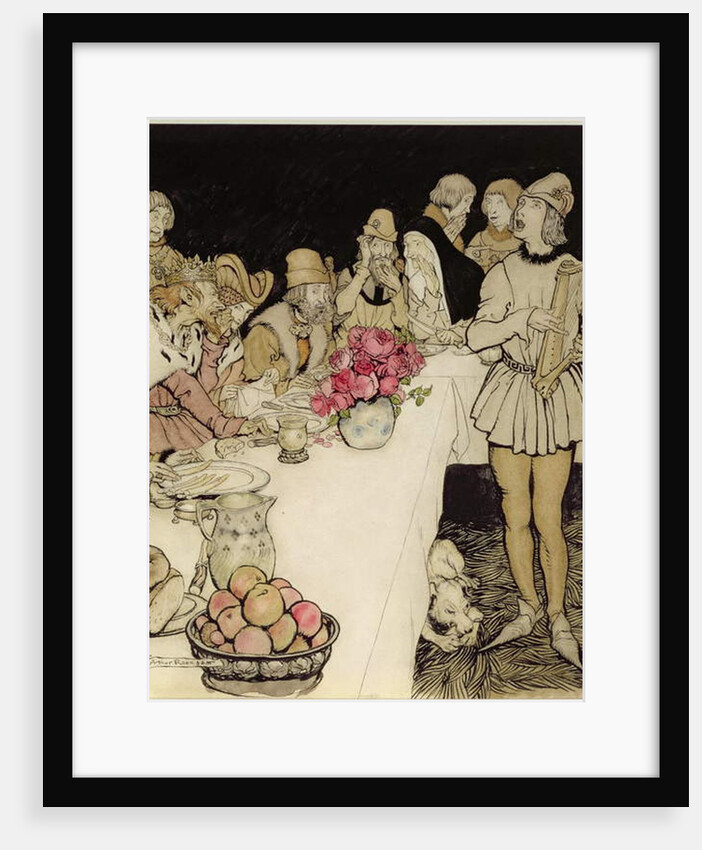 How at a great feast that King Mark made came Eliot the harper and sang the lay that Dinadan had made by Arthur Rackham