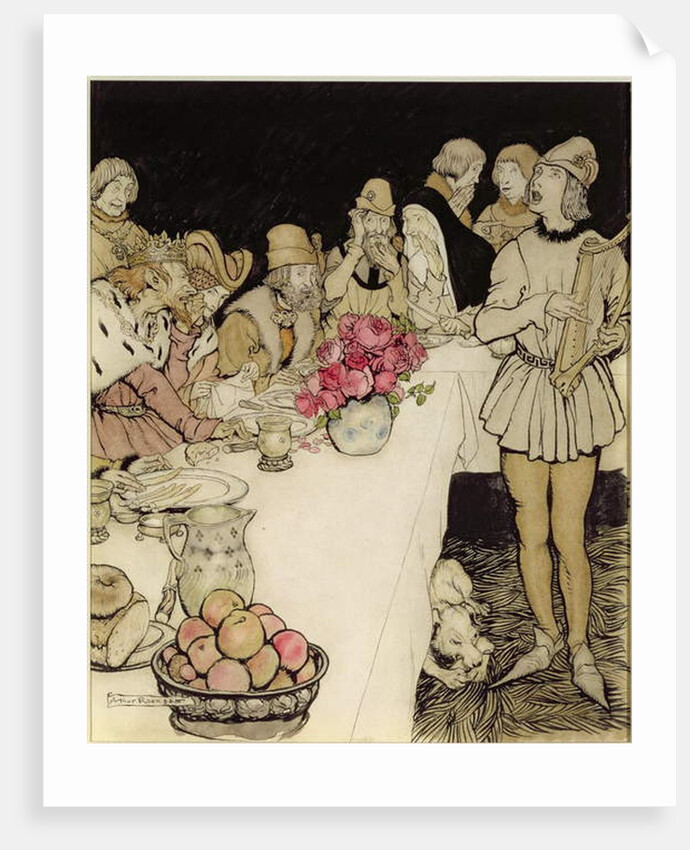 How at a great feast that King Mark made came Eliot the harper and sang the lay that Dinadan had made by Arthur Rackham
