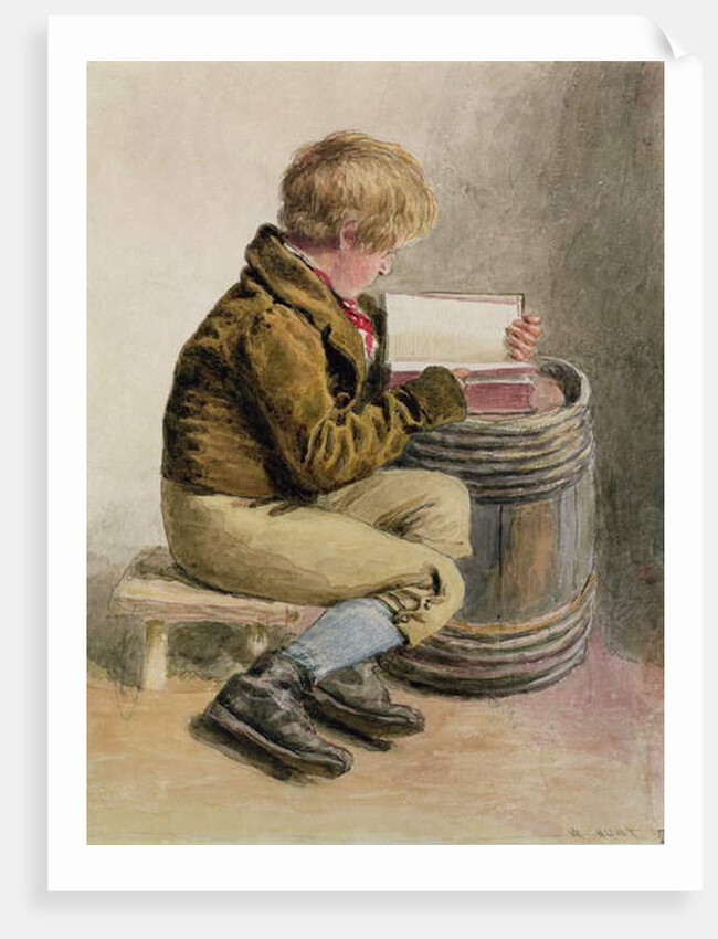 Little boy reading a book by William Henry Hunt