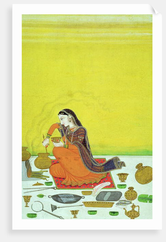 CBL In 11B.30 A Lady Prepares a Meal, miniature from a Bhagavata Purana series, Kangra, c.1810 by Indian School