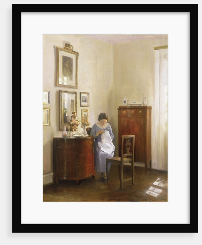 Interior with Lady Sewing, c.1910 by Carl Holsoe
