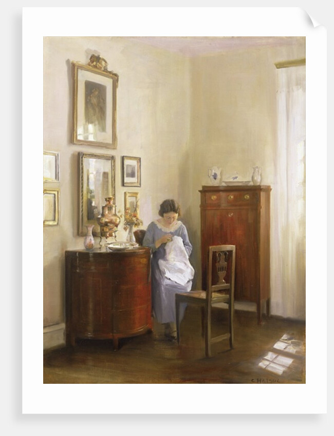 Interior with Lady Sewing, c.1910 by Carl Holsoe
