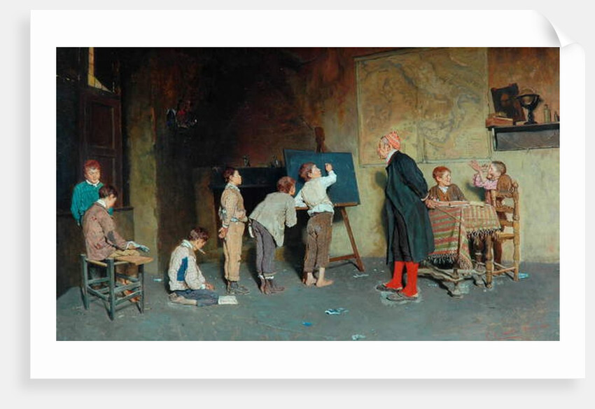 An Italian Village School, 1888 by Giuseppe Costantini