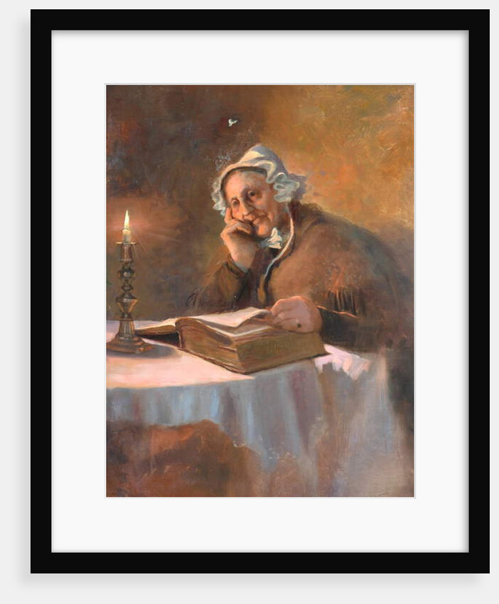 Portrait of an Old Woman Reading the Bible by Candlelight, 1896 by Arthur Netherwood