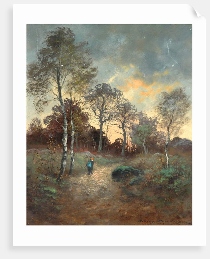 Figure Walking through a Woodland by Adrien Rousseau