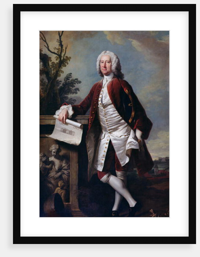 Portrait of Theodore Jacobsen, architect of the Foundling Hospital, shown holding a drawing of the West Front, c.1742 by Thomas Hudson
