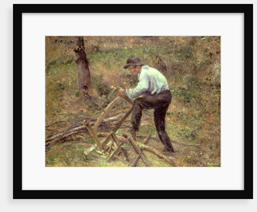 Pere Melon Sawing Wood, Pontoise, 1879 by Camille Pissarro