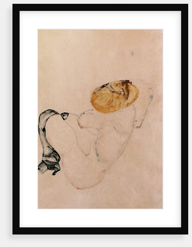 Scared, crouching young girl, 1912 by Egon Schiele