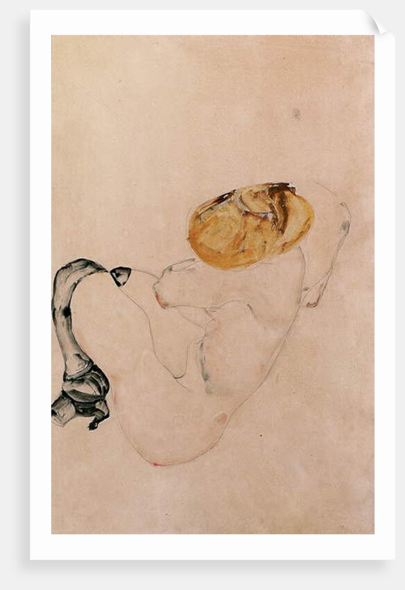 Scared, crouching young girl, 1912 by Egon Schiele