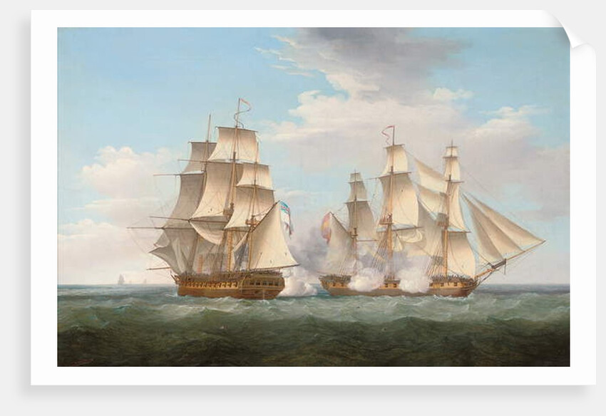 H.M.S. Ethalion in action with the Spanish frigate Thetis off Cape Finisterre, 16th October 1799, 1800 by Thomas Whitcombe
