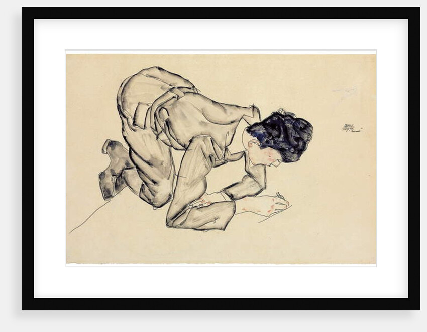 Erich Lederer drawing on the floor, 1912 by Egon Schiele