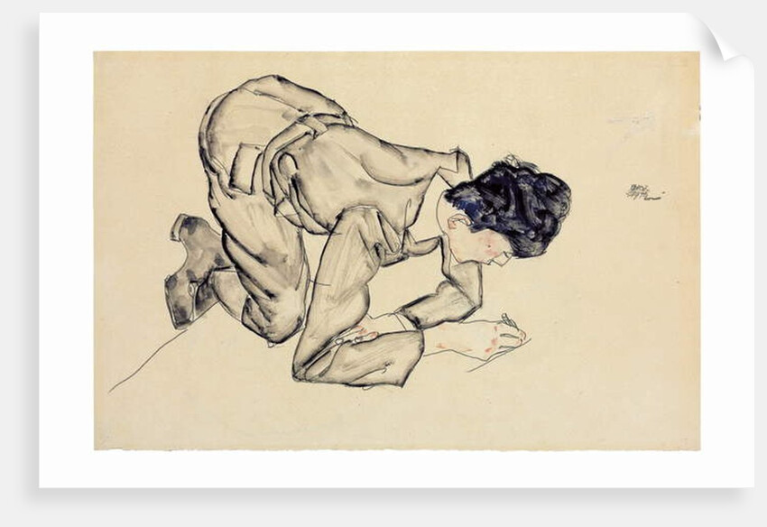 Erich Lederer drawing on the floor, 1912 by Egon Schiele