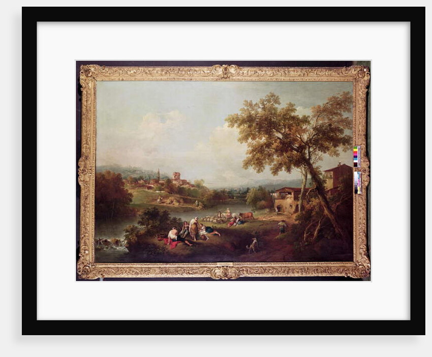 An Extensive River Landscape with a Village by Francesco Zuccarelli